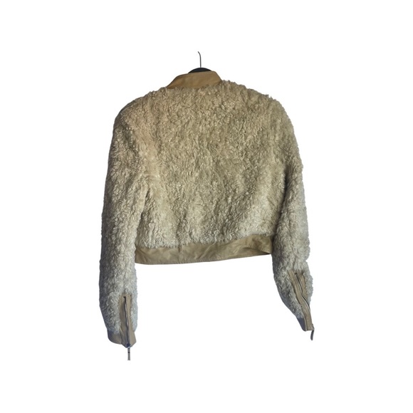 Rebecca Taylor Genuine Leather Cropped Shearling Jacket - Picture 2 of 4